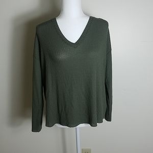 Express v-neck waffle weave lightweight sh…